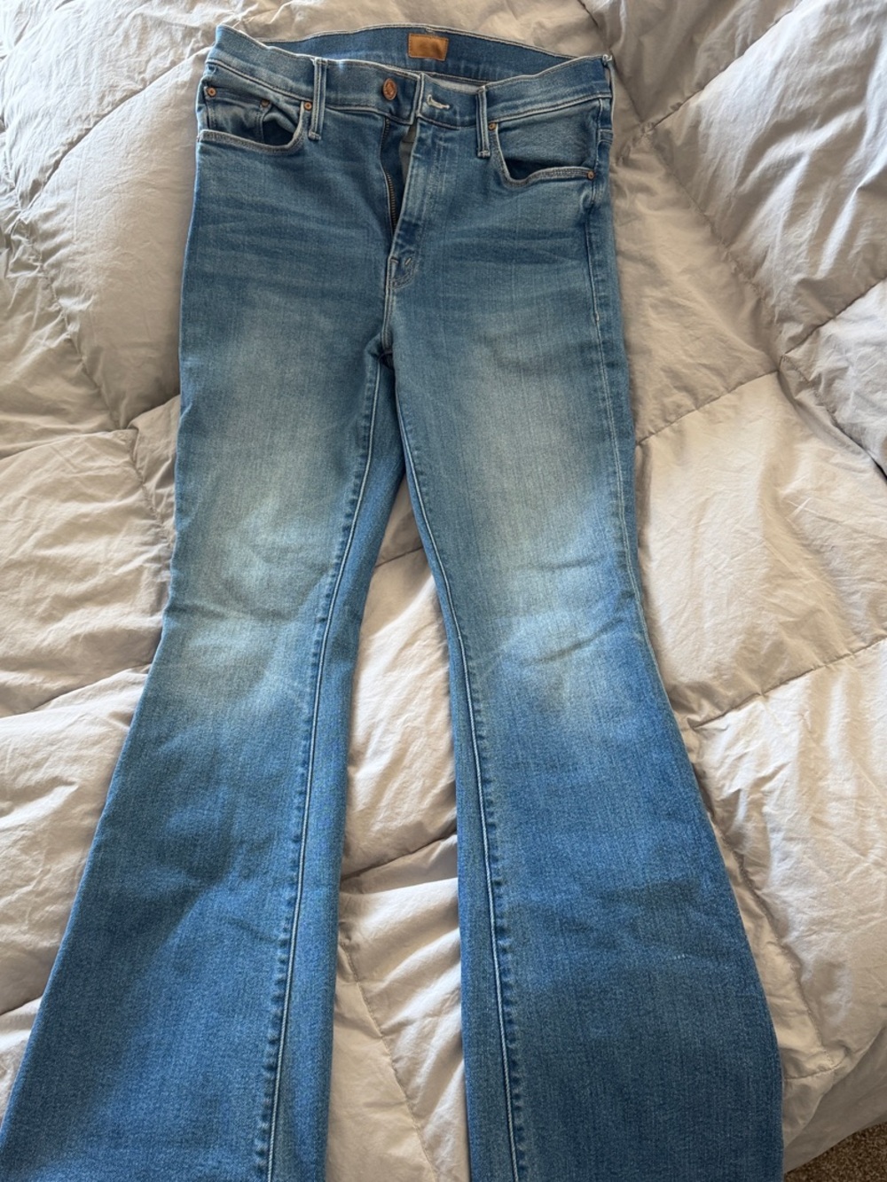MOTHER Light Blue High-Rise Flare Jeans